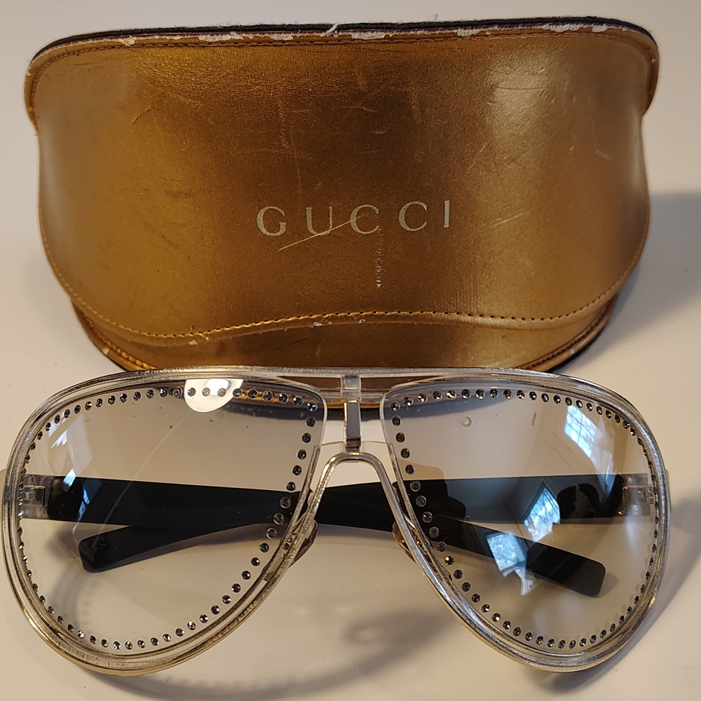 Vintage GUCCI Crystal-Trim Aviator Sunglasses